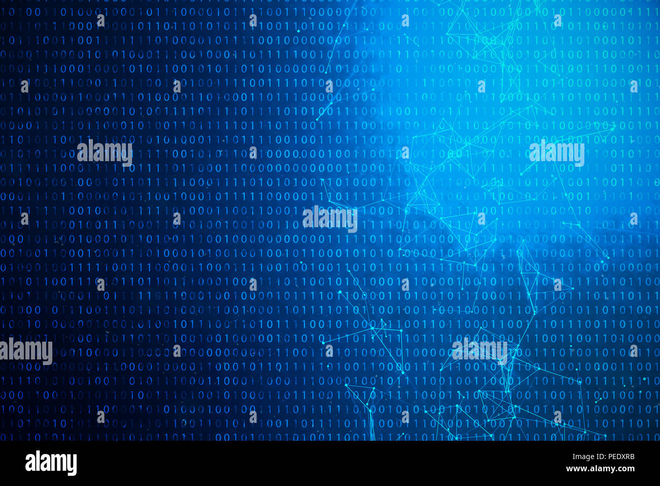 3D illustration binary code on blue background. Bytes of binary code ...