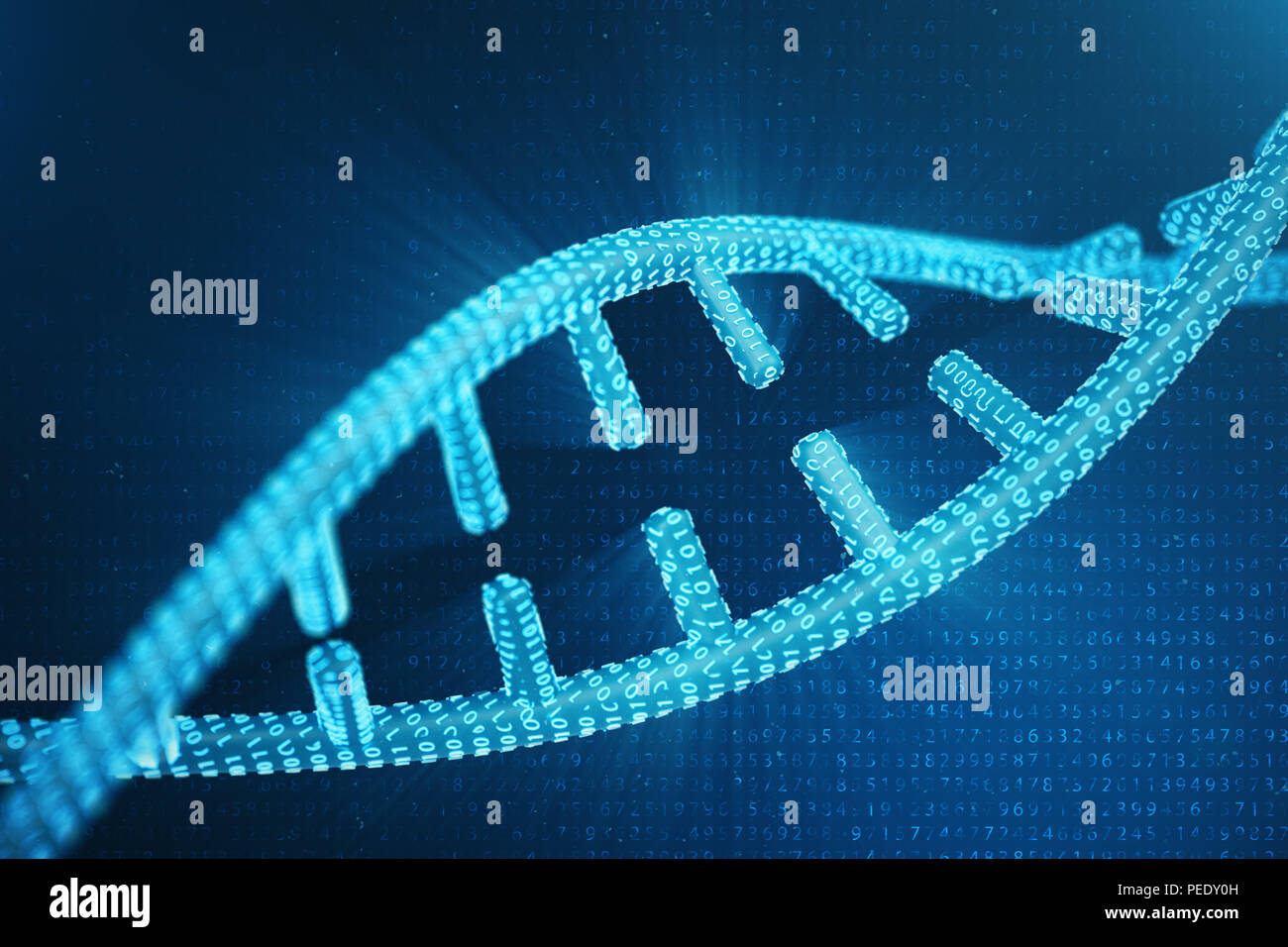 Digital DNA molecule, structure. Concept binary code human genome. DNA ...