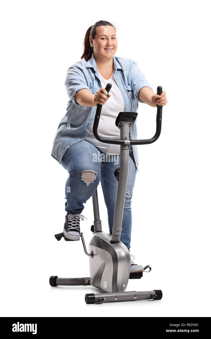 Woman on exercise bike new arrivals