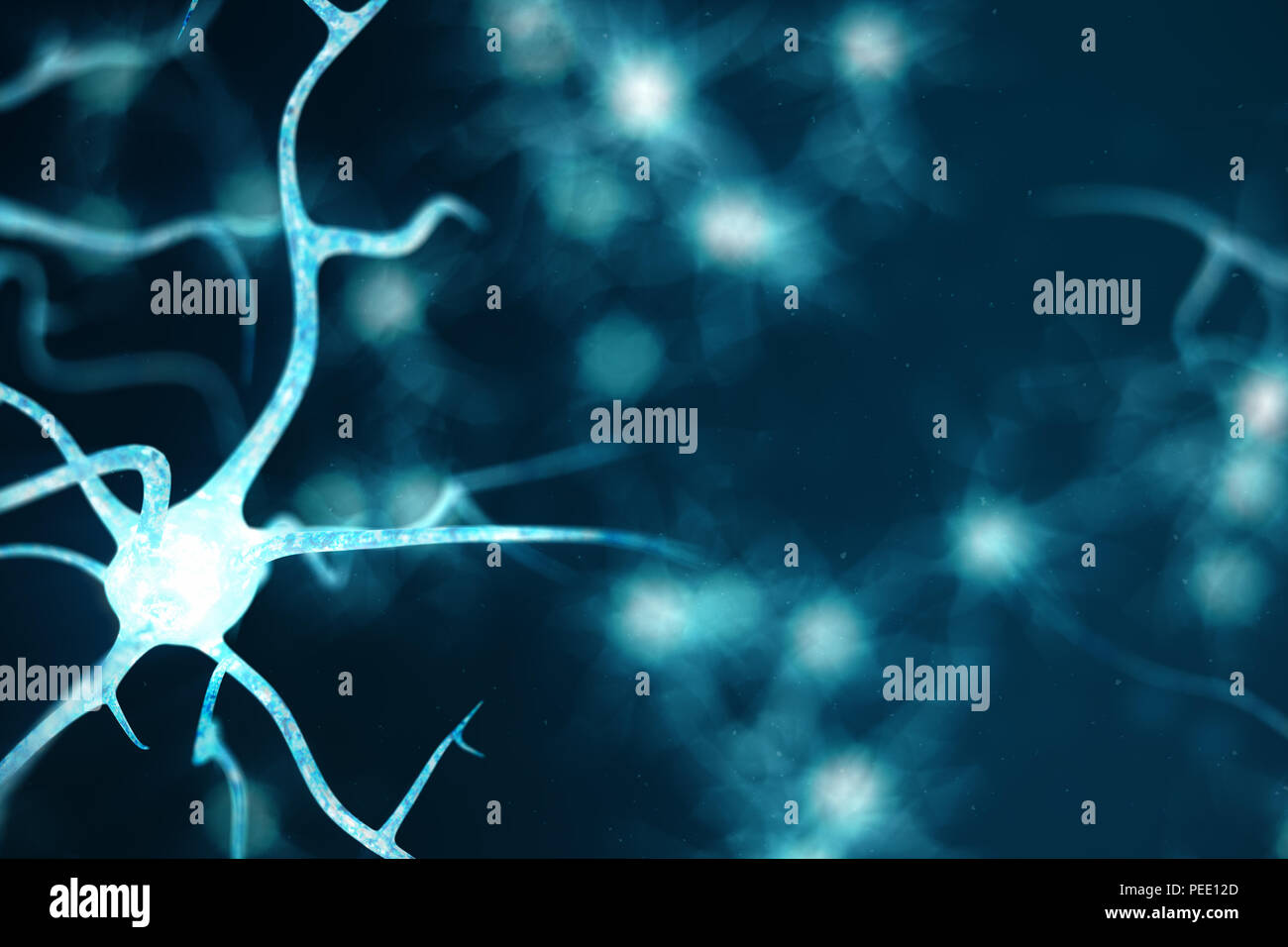 Synapse With Neurons In The Background Stock Photo - Download