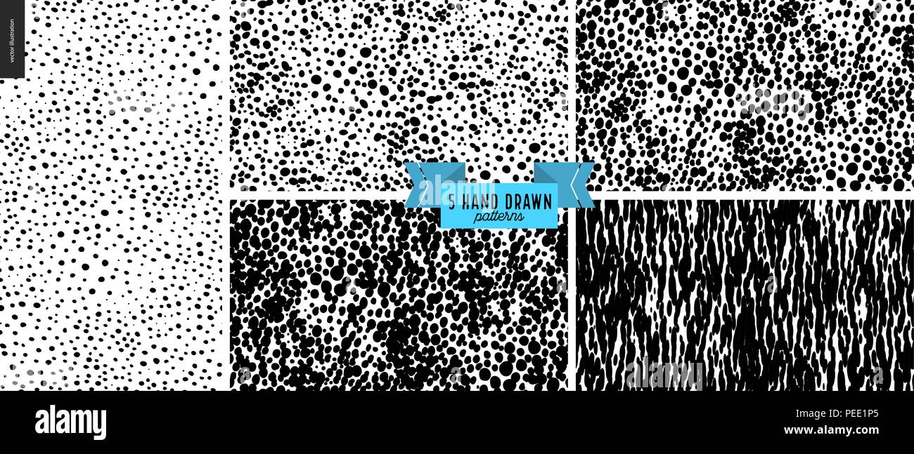 Set Hand Drawn Black White Pattern Vector Seamless Pattern Abstract Background Dots Monochrome Texture Cork Clay Hipster Graphic Design Endle Stock Vector Image Art Alamy