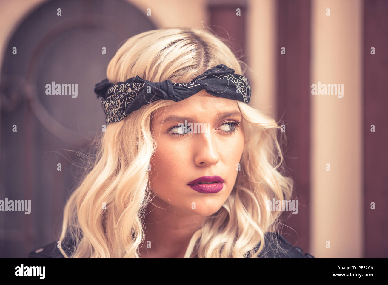 Close Up Potrait Of Beautiful Young Woman With Beautiful Blonde