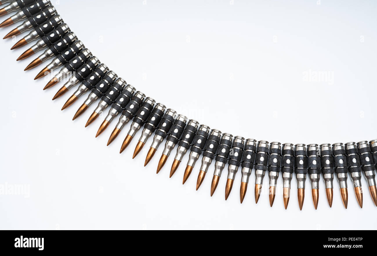 Ammo belt, chain , full of bullets Stock Photo Alamy