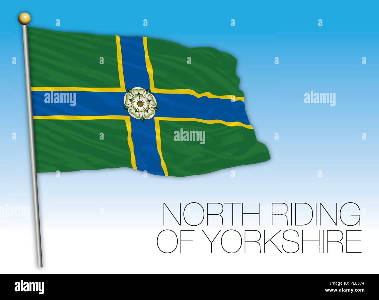 North Riding of Yorkshire flag, United Kingdom, vector illustration Stock Vector