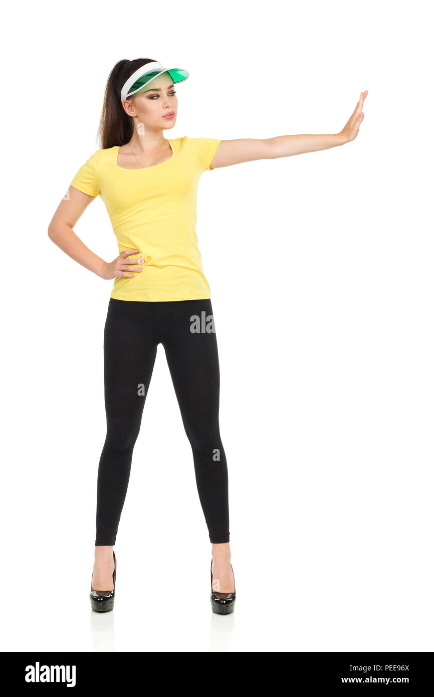 yoga pants and high heels