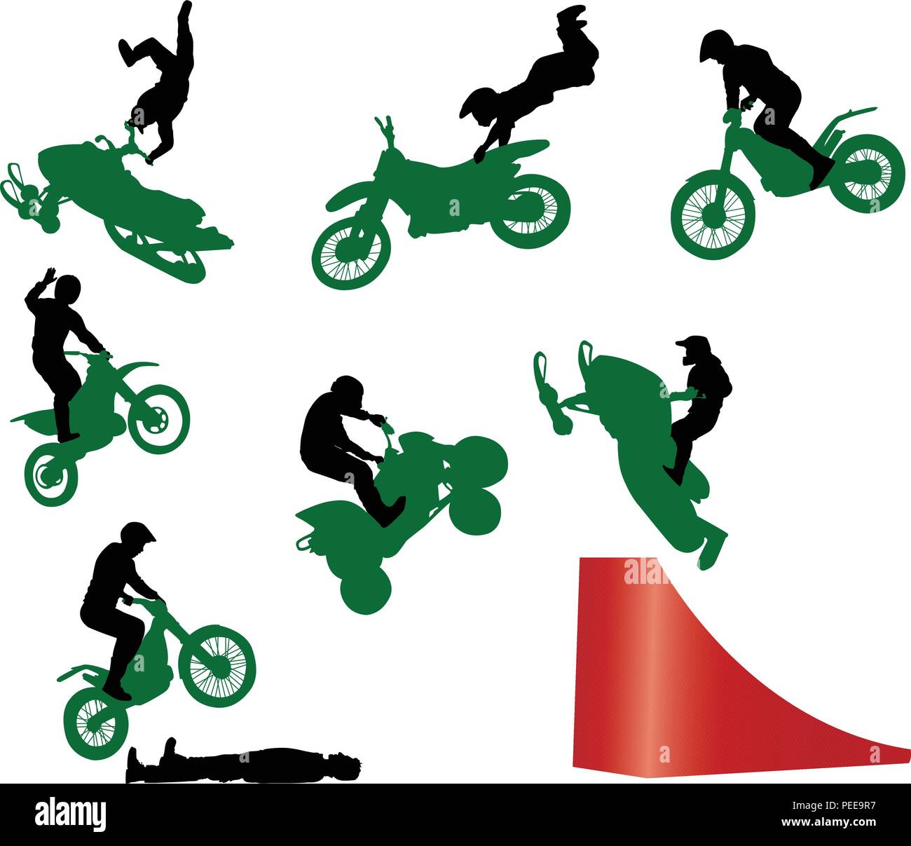 Premium Vector  Silhouette of motorcycle rider performing trick on white  background