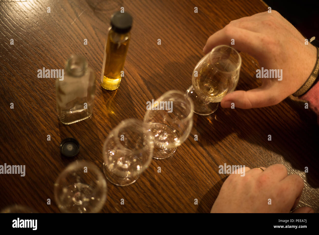 Scottish single malt whisky tasting session. Stock Photo