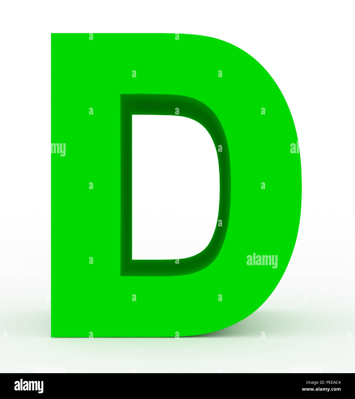 letter D 3d clean green isolated on white - 3d rendering Stock Photo
