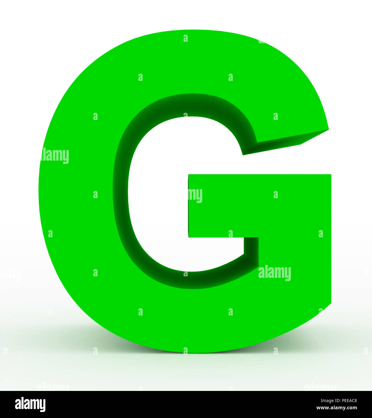 letter G 3d clean green isolated on white - 3d rendering Stock Photo