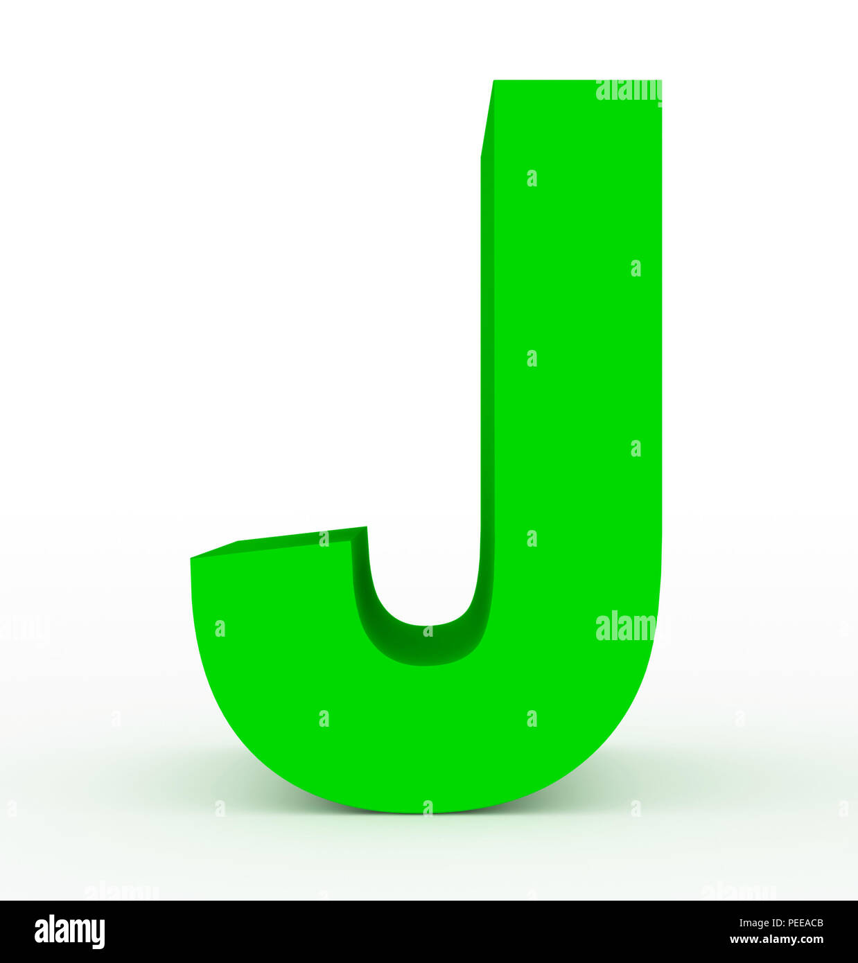 letter J 3d green isolated on white - 3d rendering Stock Photo