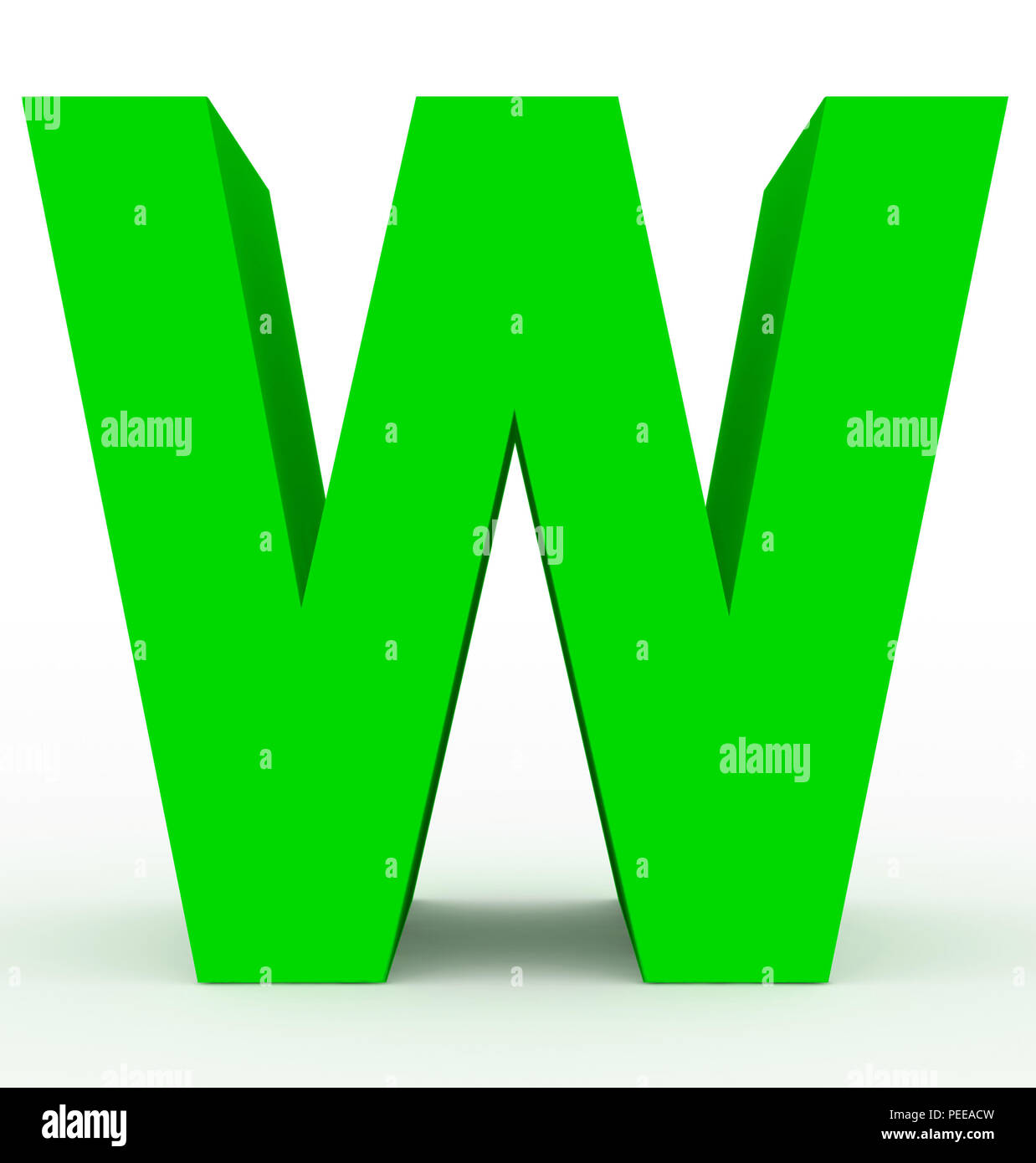 letter W 3d green isolated on white - 3d rendering Stock Photo - Alamy