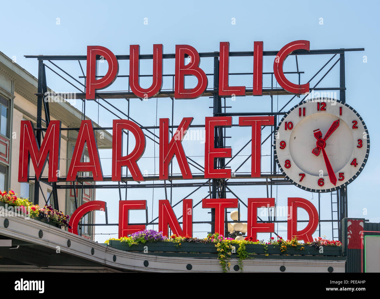 Pike's Place Public Marketplace Sign Stock Photo