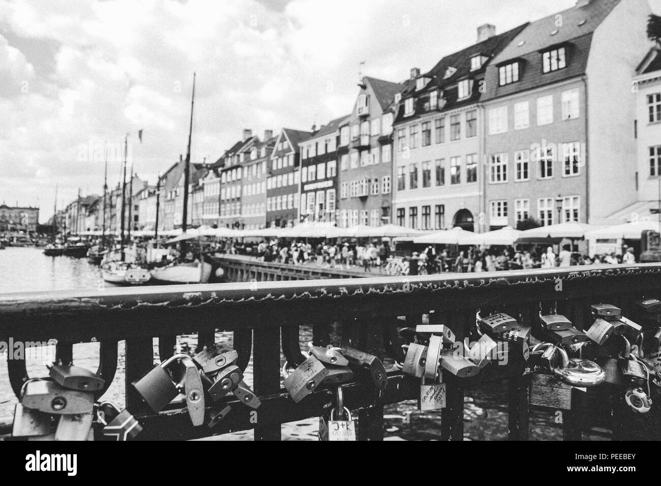 Colourful nyhavn in copenhagen denmark Black and White Stock Photos ...