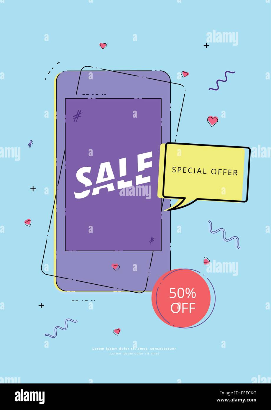 Sale Vertical Card With Phone And Speech Bubble Element For