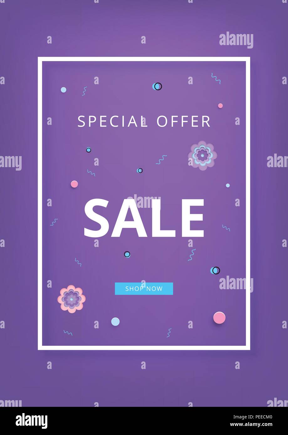 Vertical Sale Banner With Frame Sliced Text Style Element For