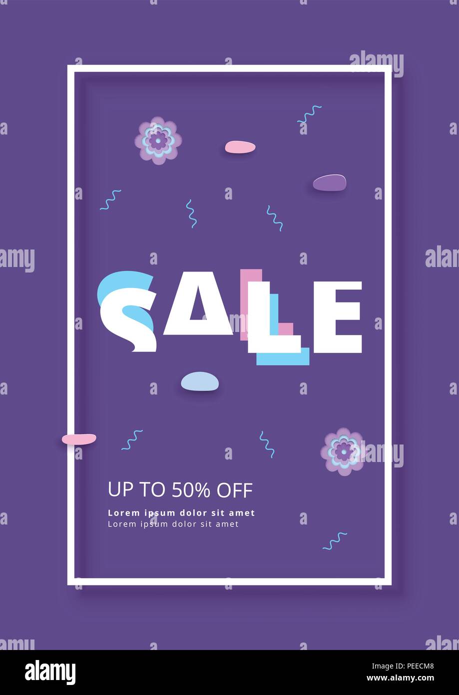 Vertical Sale Banner With Frame Sliced Text Style Element For