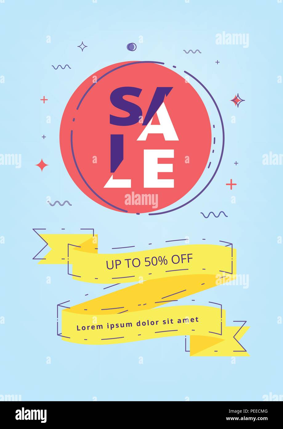 Sale Sliced Lettering With Ribbon Sale Vertical Banner Element