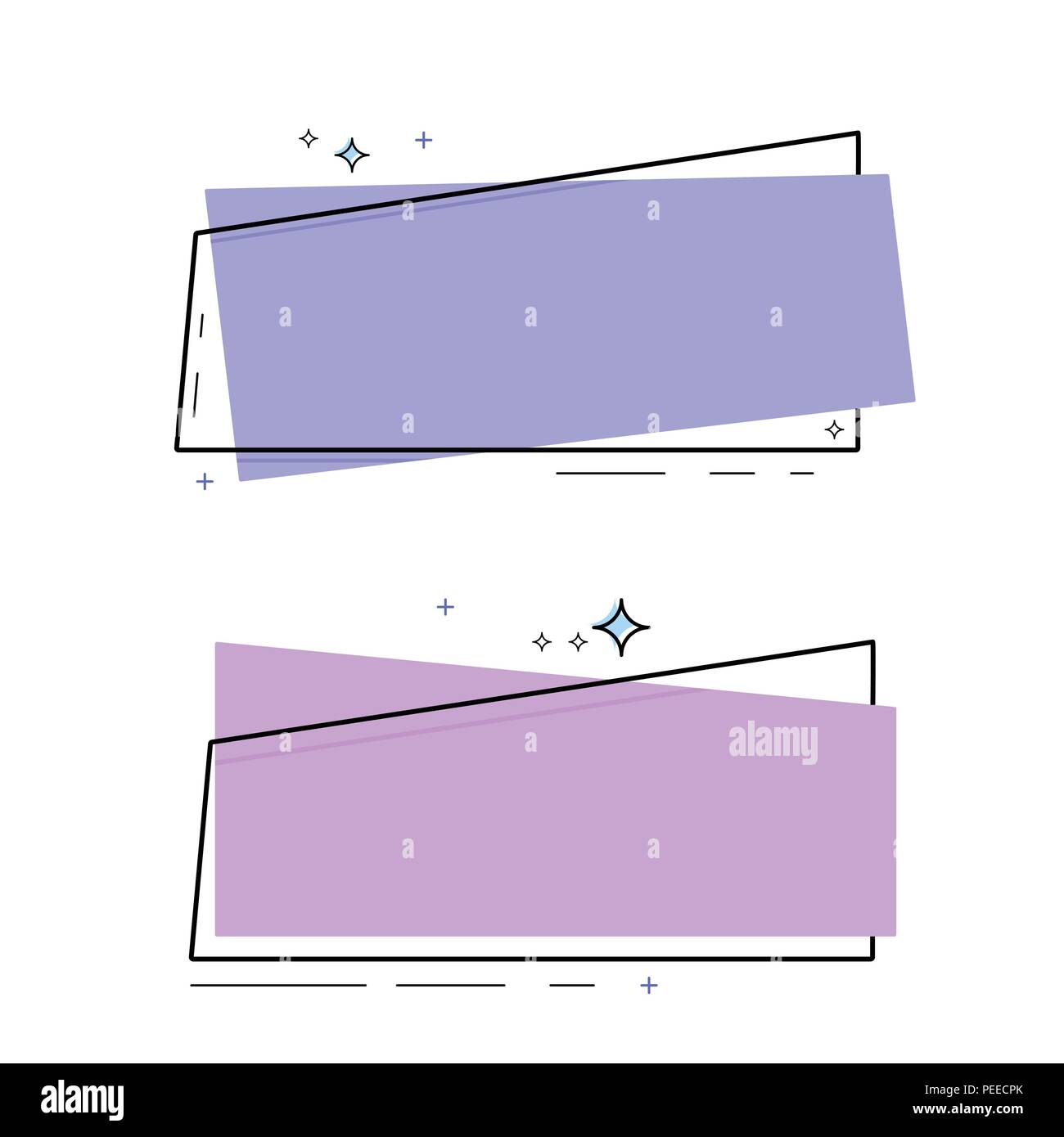 Two horizontal geometric banners with random decorative items. Element ...