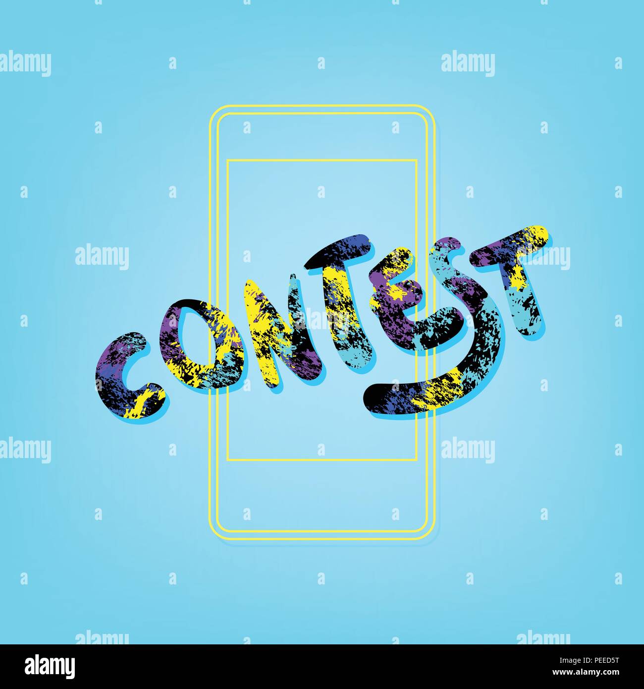 Contest phrase with phone background. Element for graphic design Within Photo Contest Flyer Template
