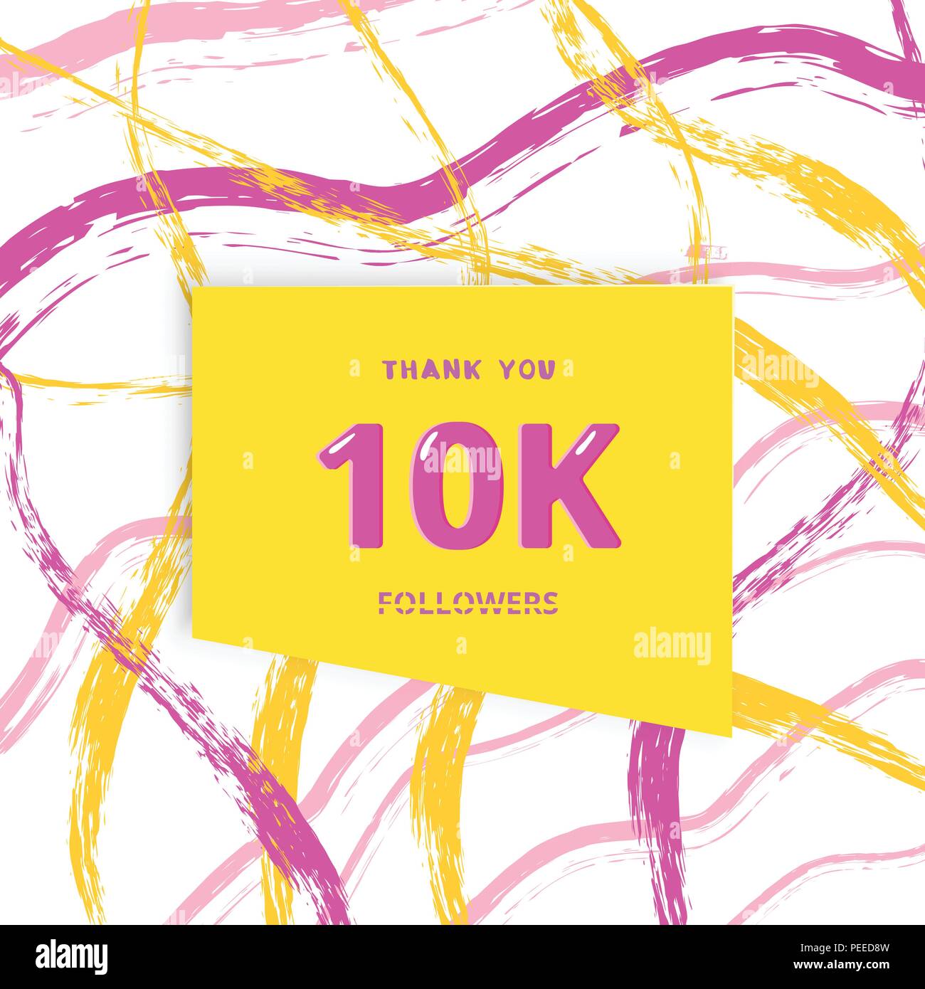 10K followers thank you card. Cover with brush abstract lines. Template ...