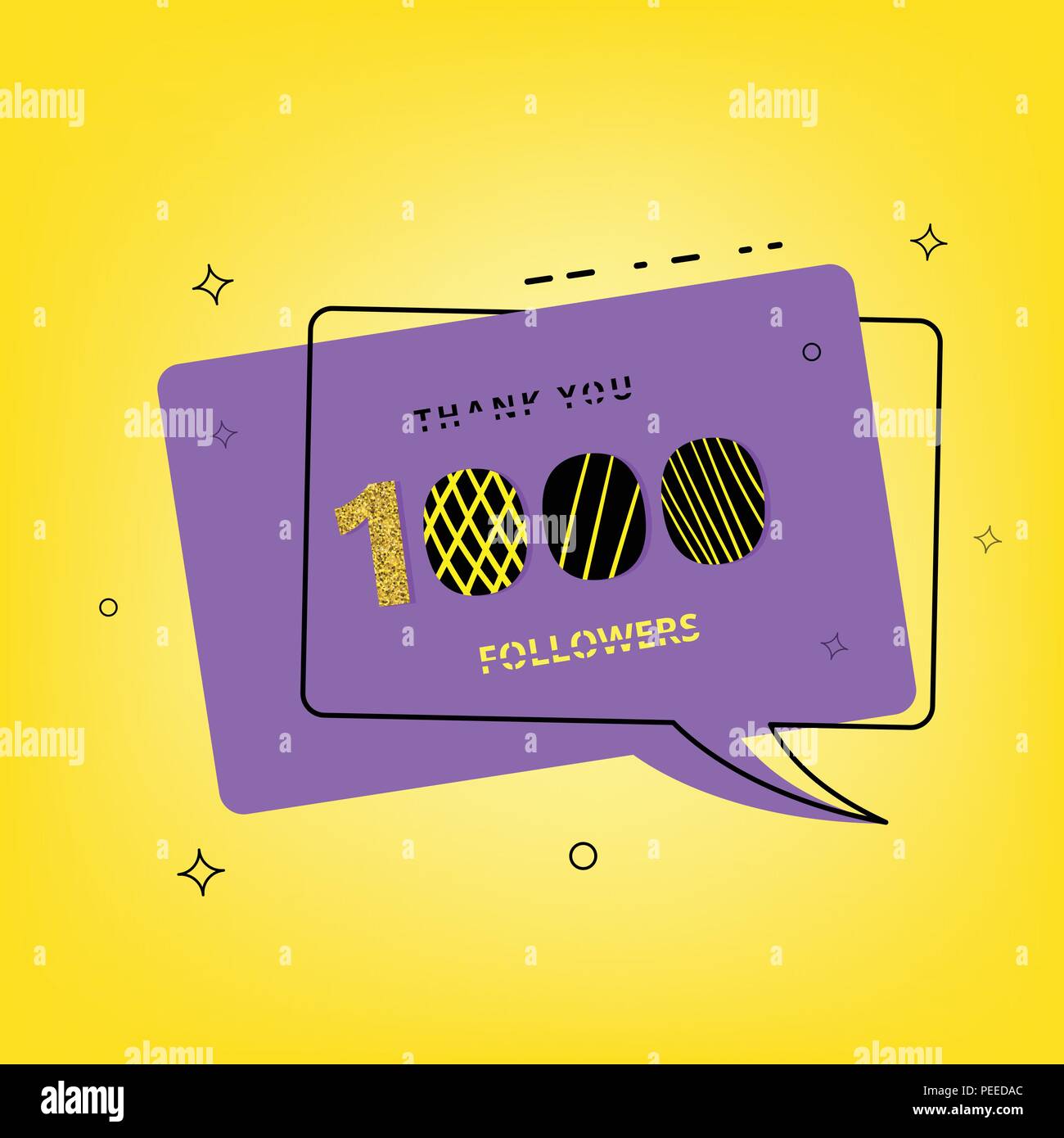 1000 followers thank you banner with speech bubble. Post for social ...