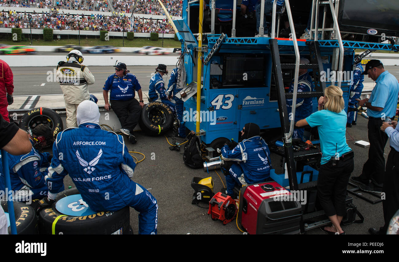 Members for the richard petty motorsports no 43 team watch the race