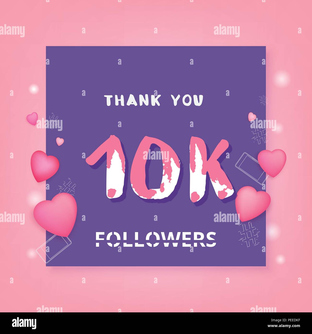 10K Followers thank you square banner. Template for social media post ...