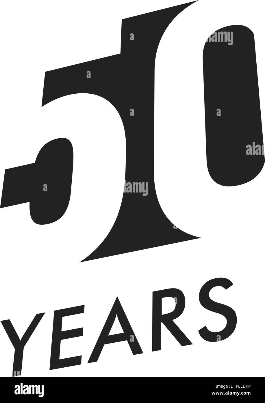 Fifty Years Vector Emblem Template Anniversary Symbol Negative Space