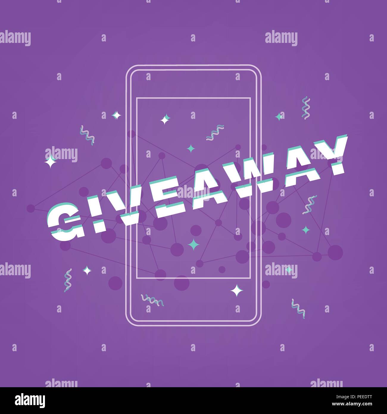 Giveaway square banner with phone. Sliced text effect. Template for social  media. Element for graphic design - poster, flyer, card, tag, badge. Vector  Stock Vector Image & Art - Alamy