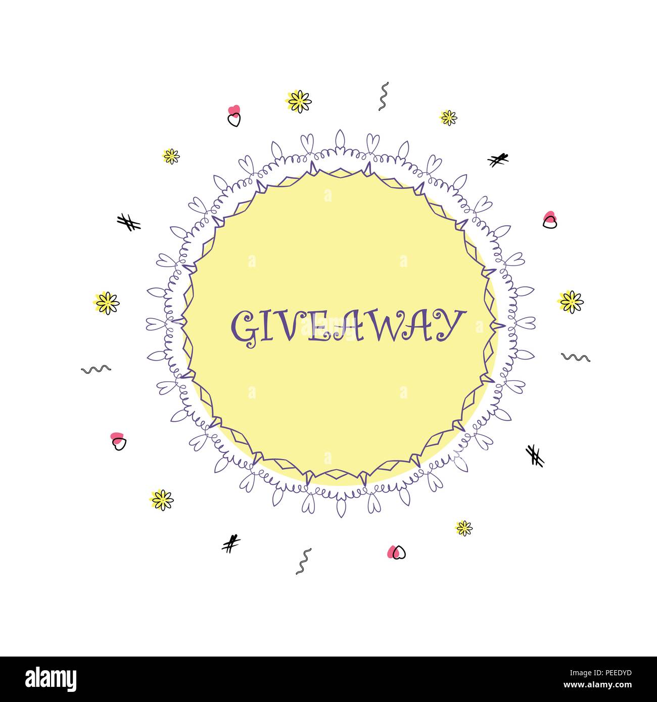 Giveaway Round Banner With Frame Template For Social Media