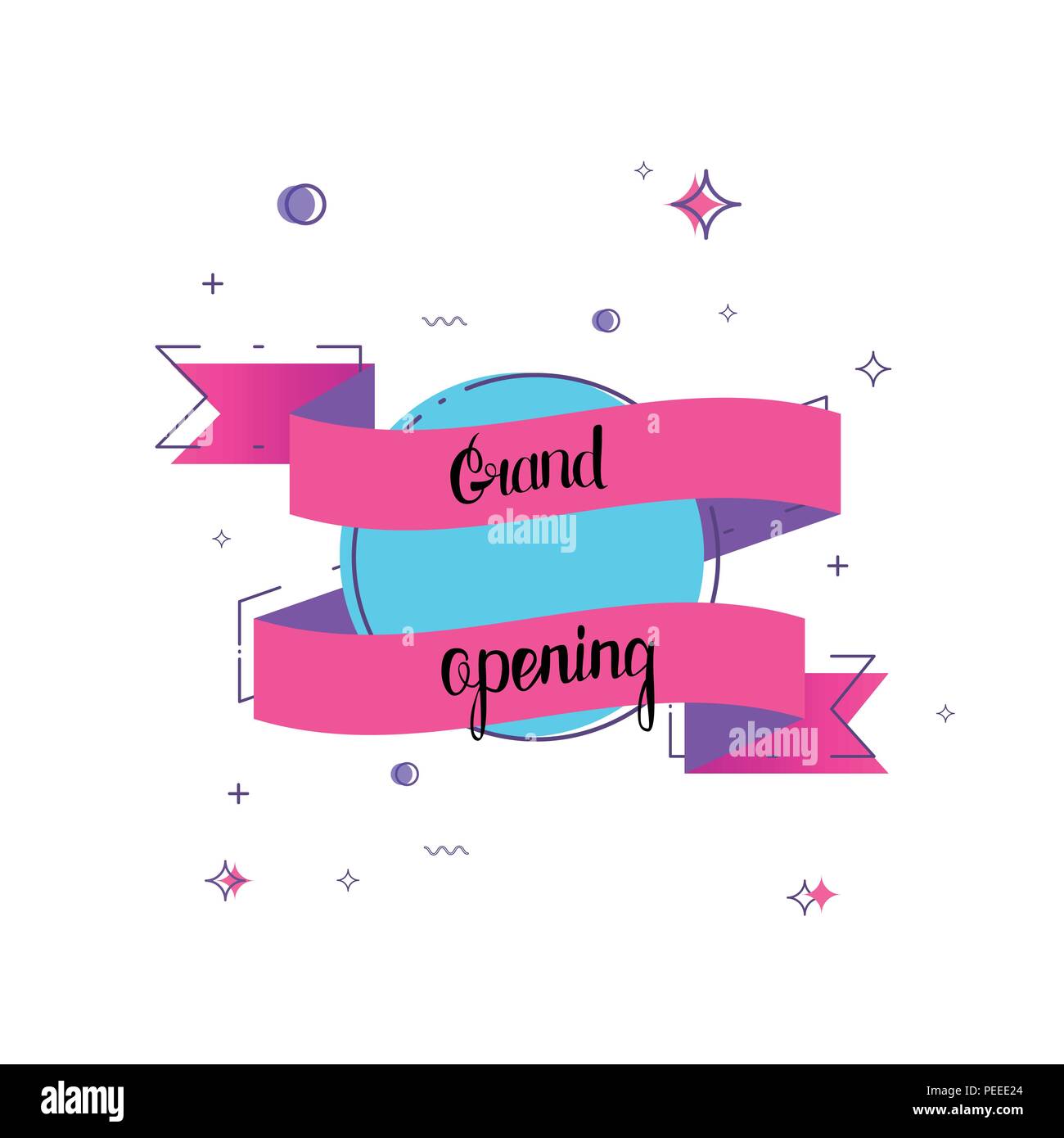 Grand opening banner isolated on white background. Vector illustration. Stock Vector