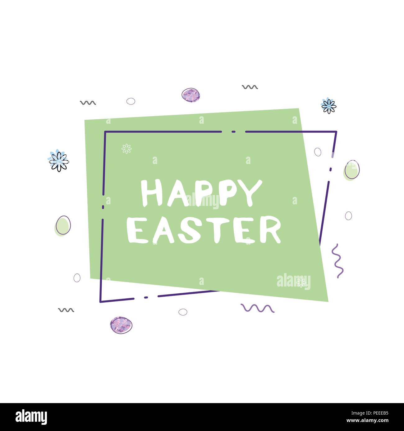 Happy Easter Banner Handwritten Lettering On Horizontal