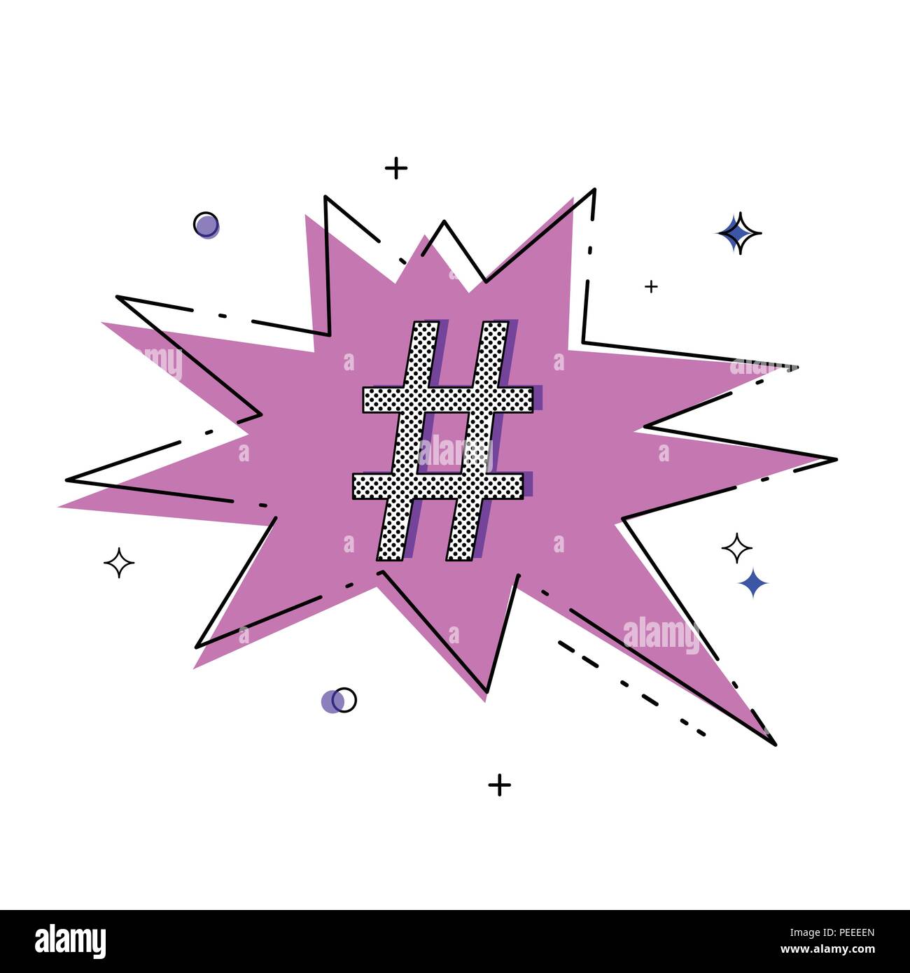 Hand drawn Hashtag sign with speech bubble isolated. Element for graphic design - blog, social media, banner, poster, flyer, card. Vector illustration Stock Vector