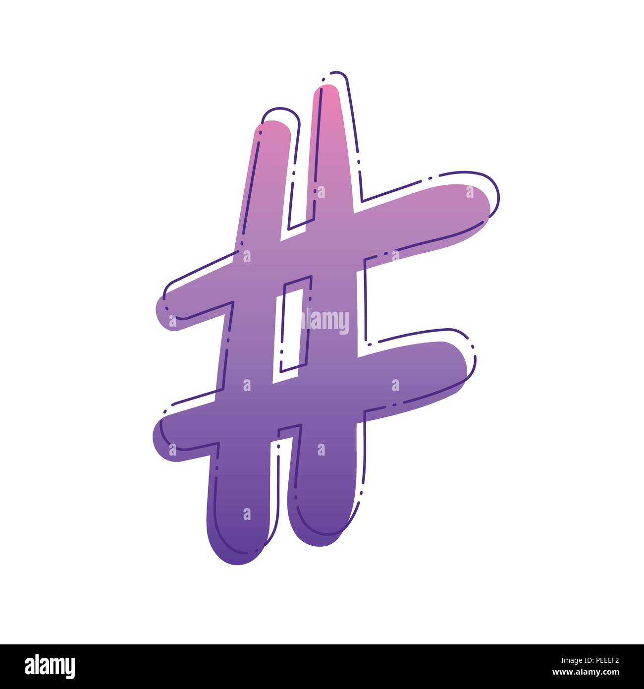 Hashtag sign isolated. Number simbol. Element for graphic design blog