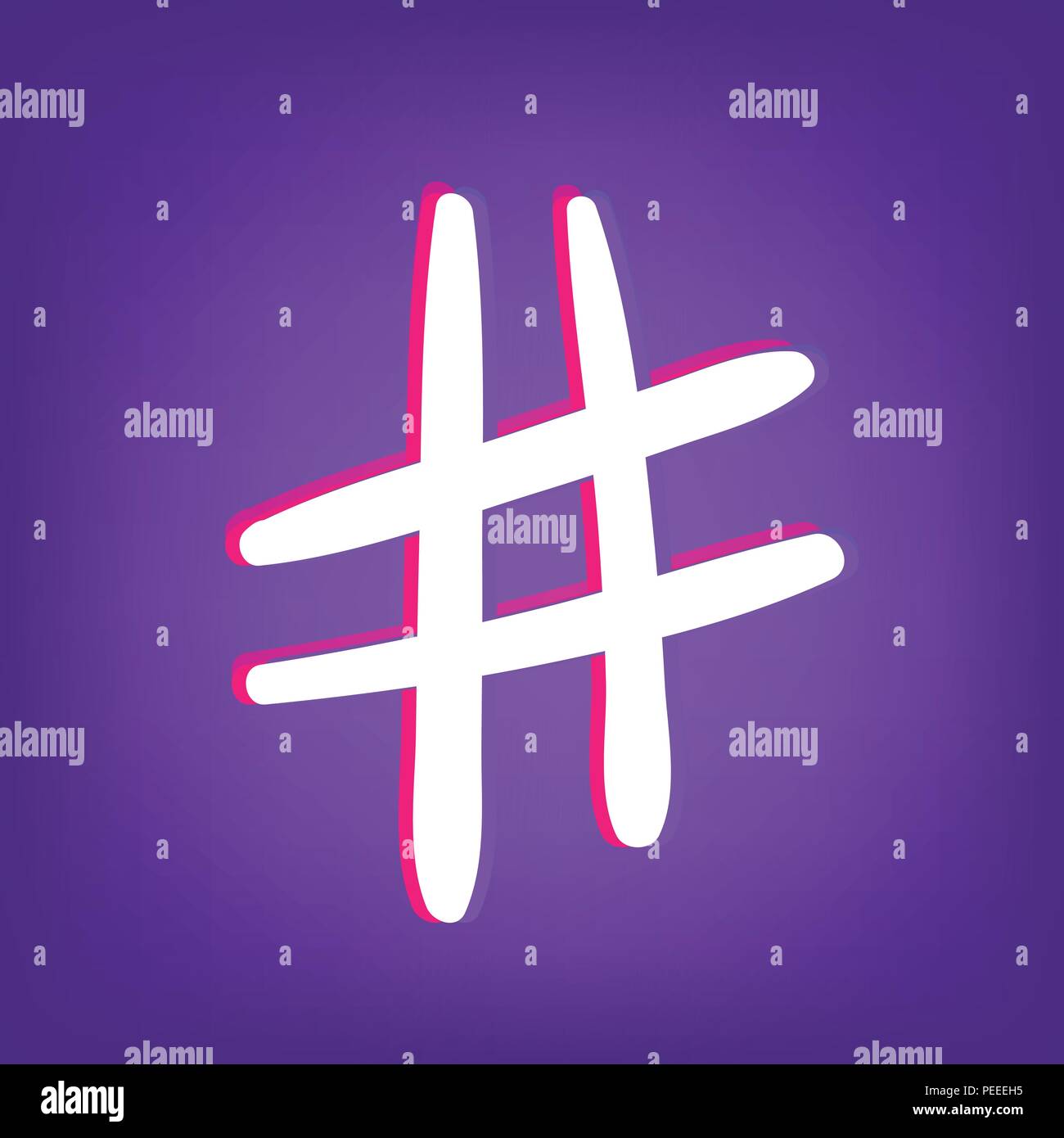 Hashtag sign isolated. Number simbol. Glitch chromatic aberration effect.  Element for graphic design - blog, social media, banner, poster, flyer, car  Stock Vector Image & Art - Alamy