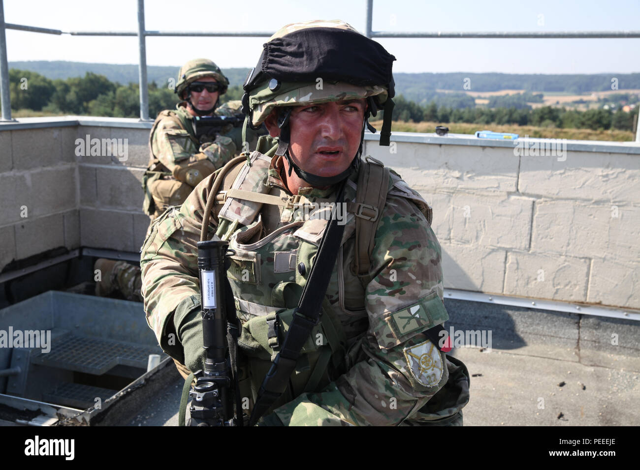 Georgian soldiers of 22nd Light Infantry Battalion, 2nd Light Infantry ...