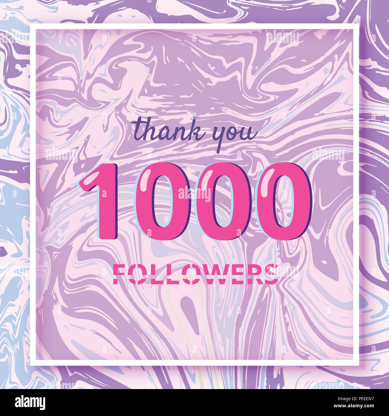 1000 Followers thank you square banner with liquid background and frame ...
