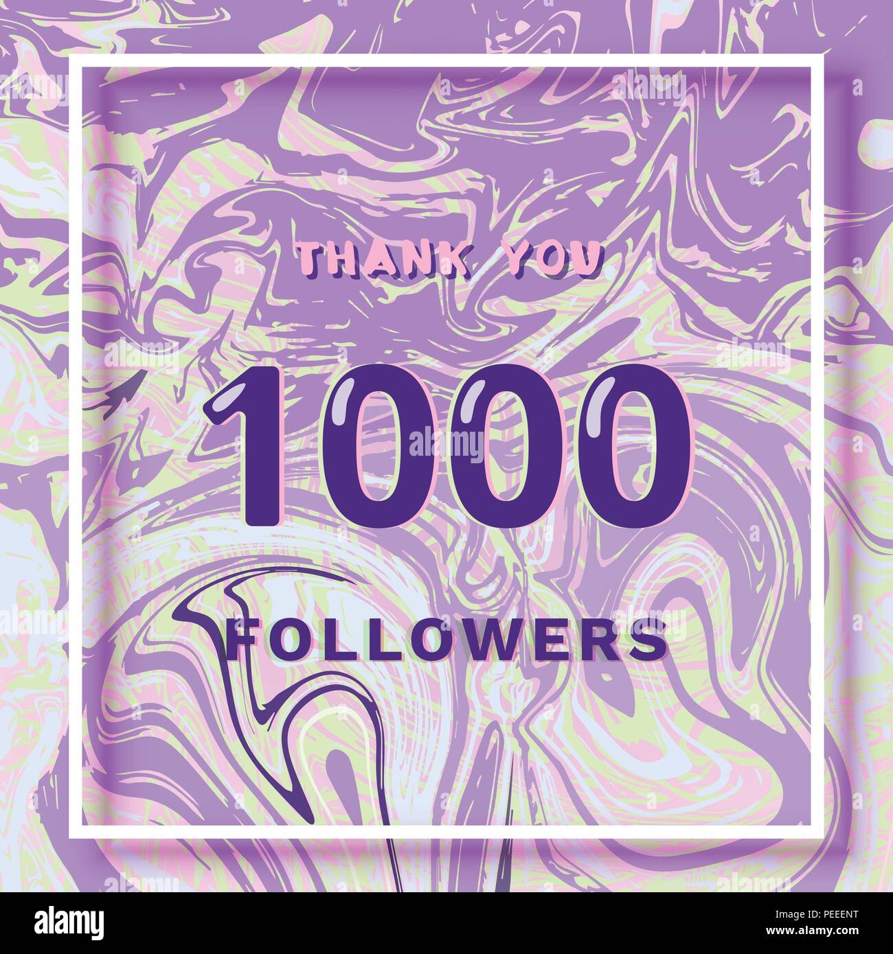1000 Followers thank you square banner with liquid background and frame ...
