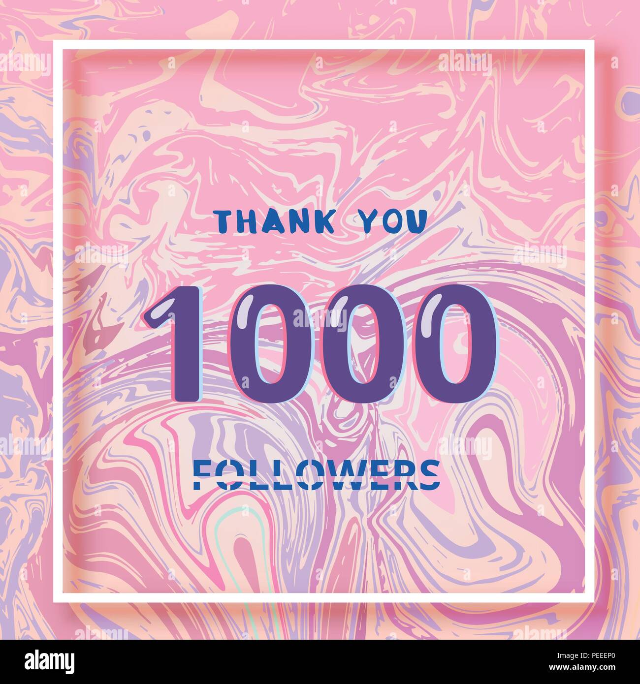 1000 Followers thank you square banner with liquid background and frame ...