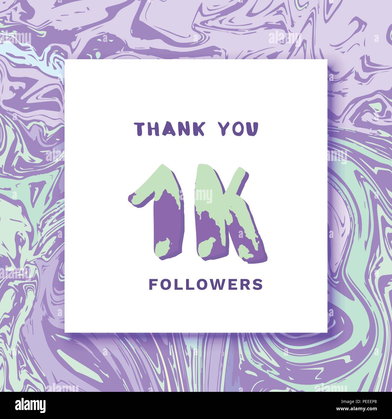 1K Followers thank you square banner with liquid background and frame ...