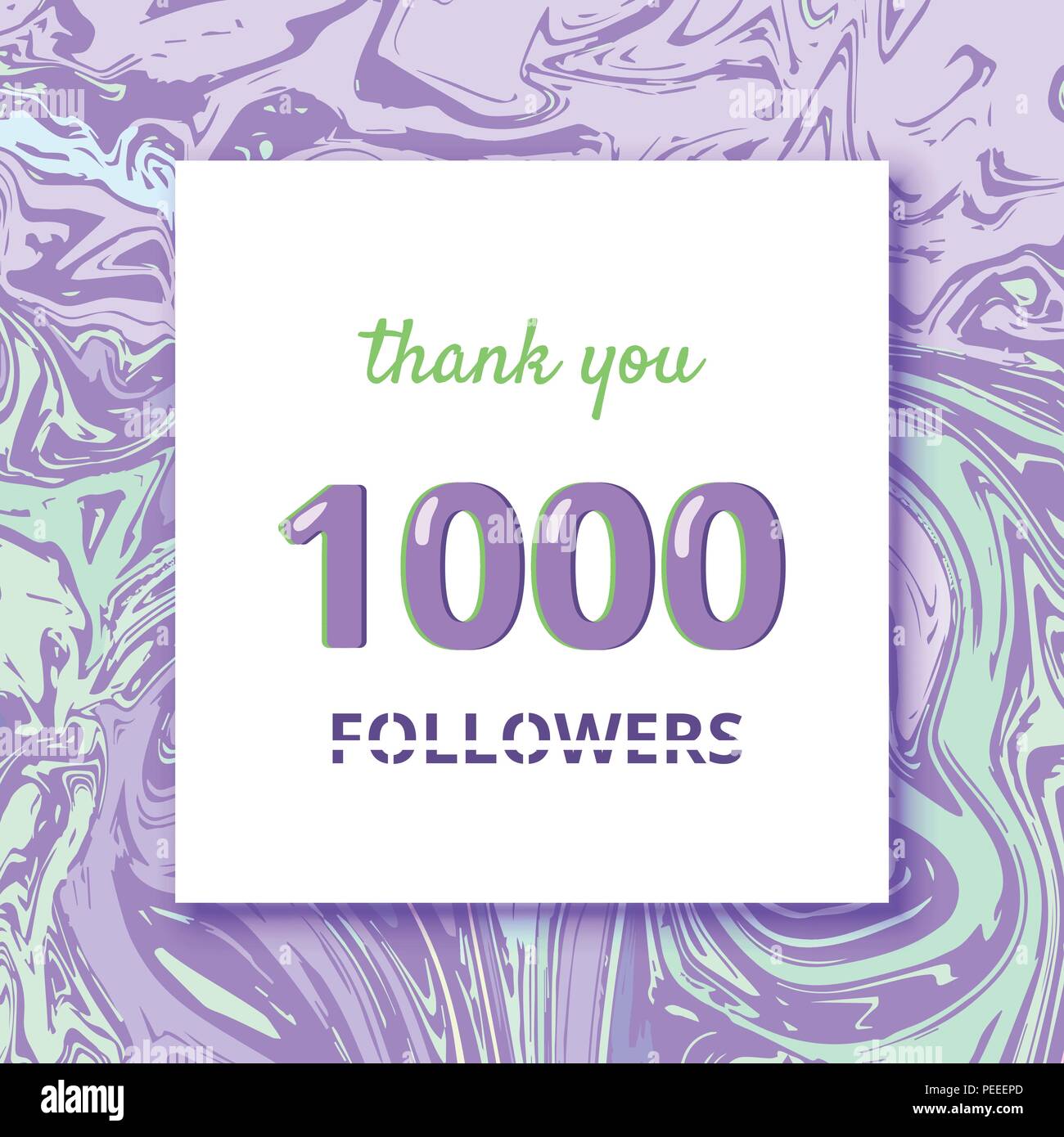 1000 Followers thank you square banner with liquid background and frame ...