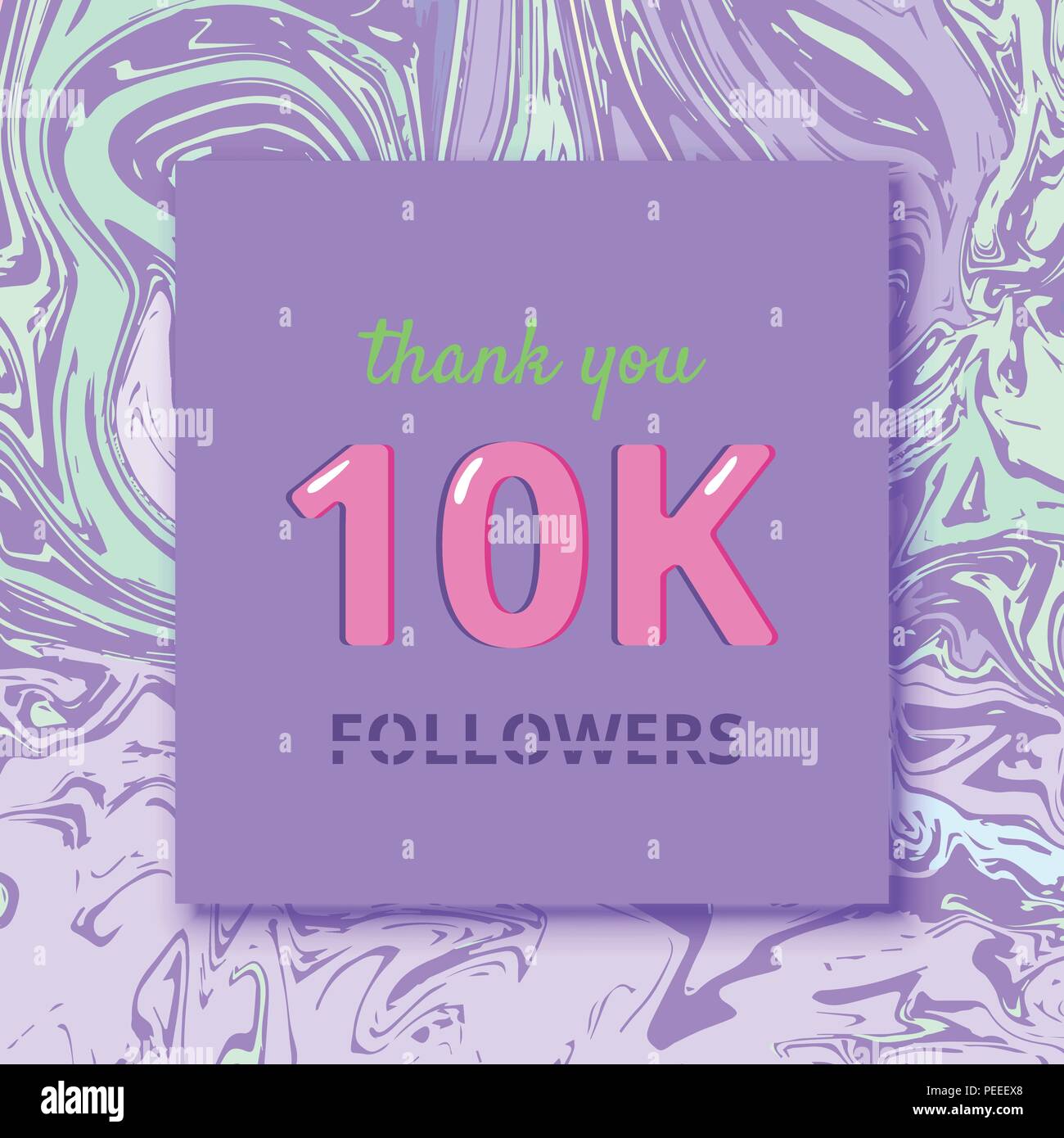 10K Followers thank you square banner with liquid background and frame ...
