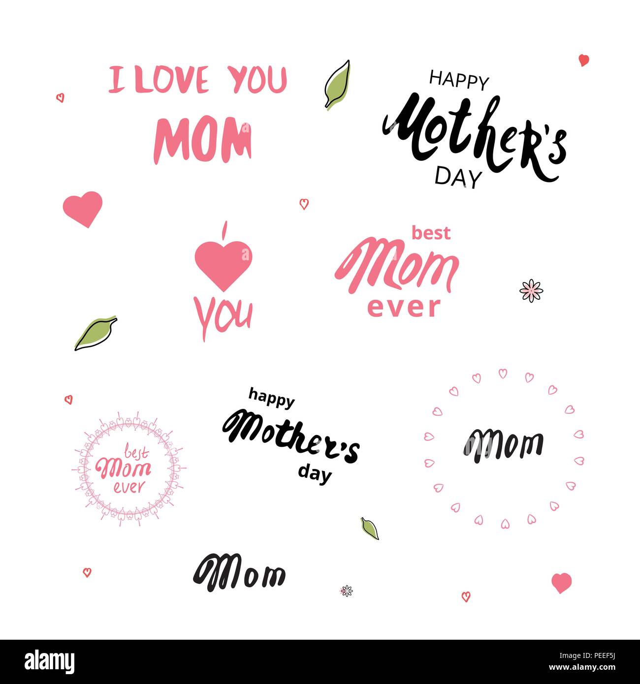 Best Mom Ever card. Handwritten lettering. Vector Illustration Stock ...
