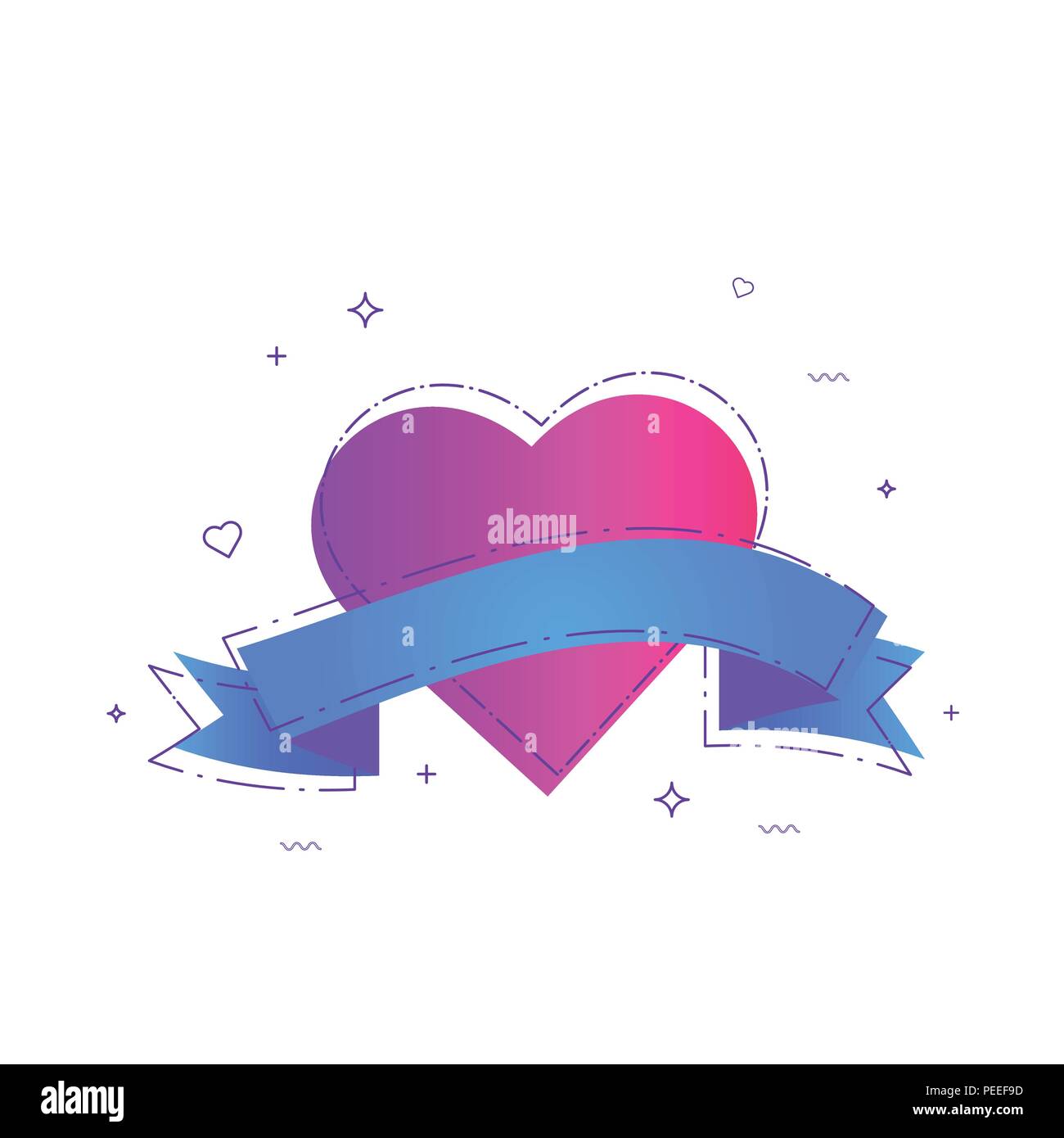 Heart Cut Out Ribbon Heart with ribbon. Isolated vector illustration Stock Vector Image ...