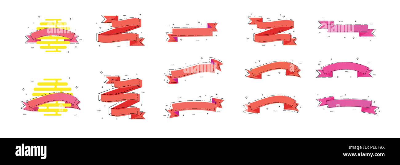 Set of ribbons isolated on white background. Vector illustration Stock ...