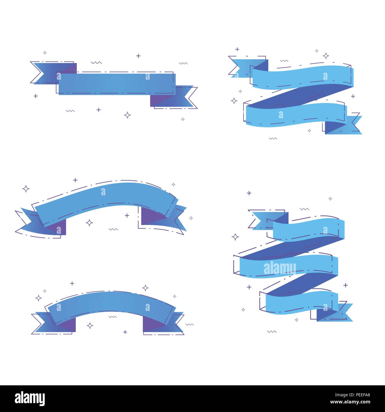 Set of ribbons isolated on white background. Vector illustration Stock ...