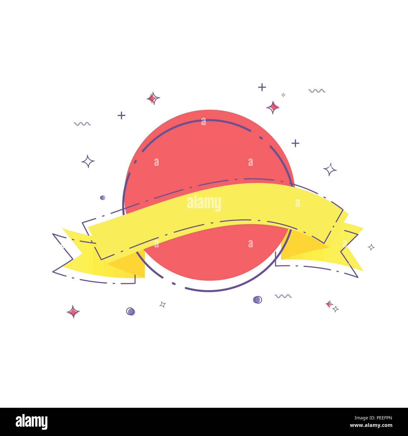 Ribbon Flyer With Dashed Lines And Geometric Abstract Shapes