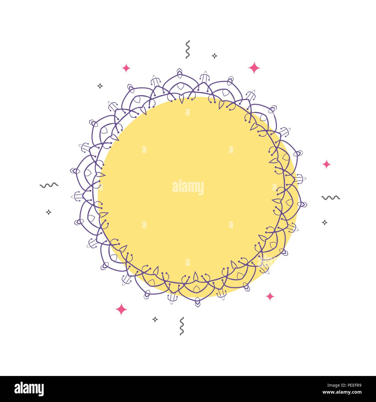 Flat Round Banner For Ad Empty Circle Frame With Geometric Shapes
