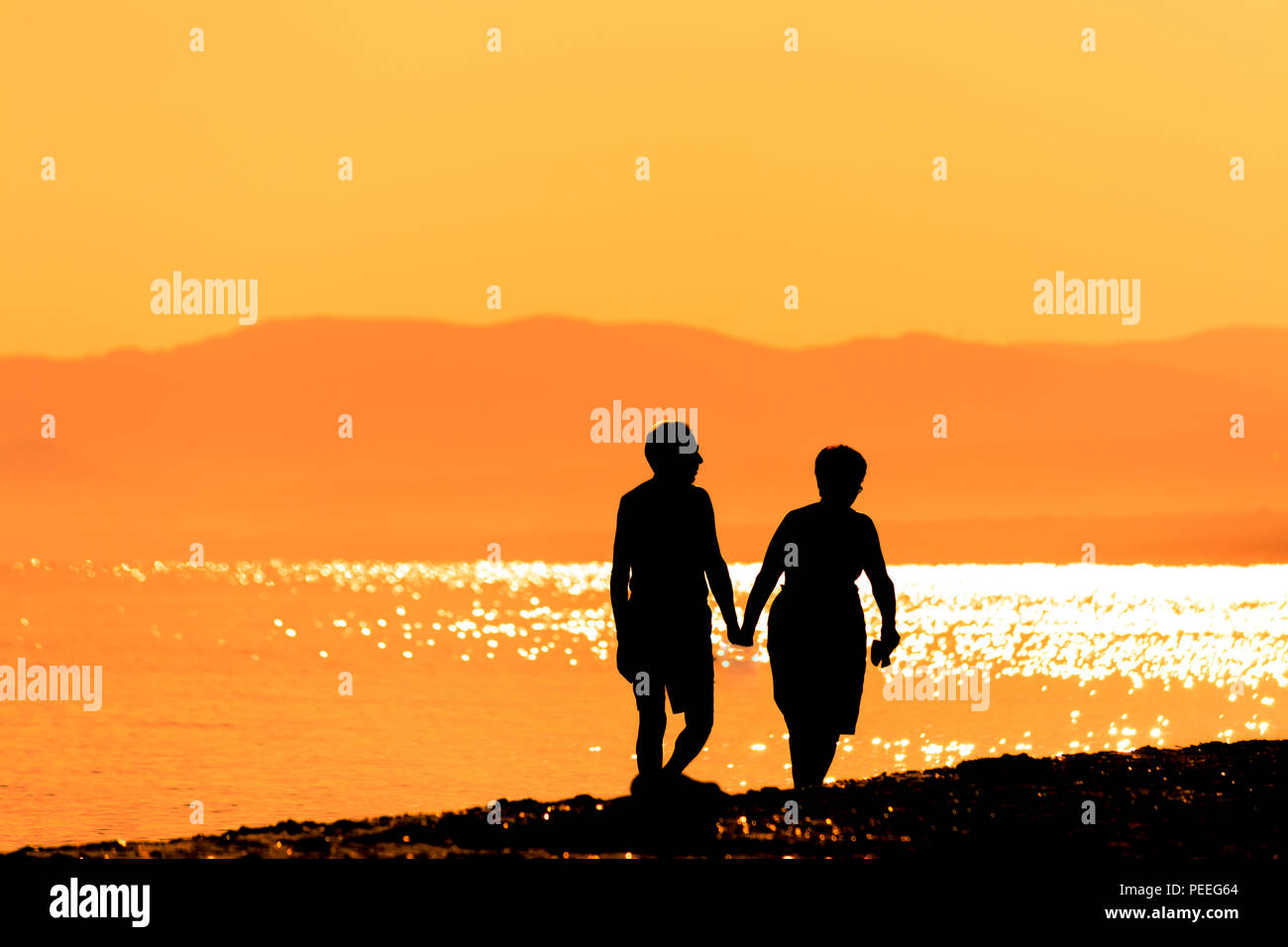 Old senior elderly couple silhouette hi-res stock photography and ...