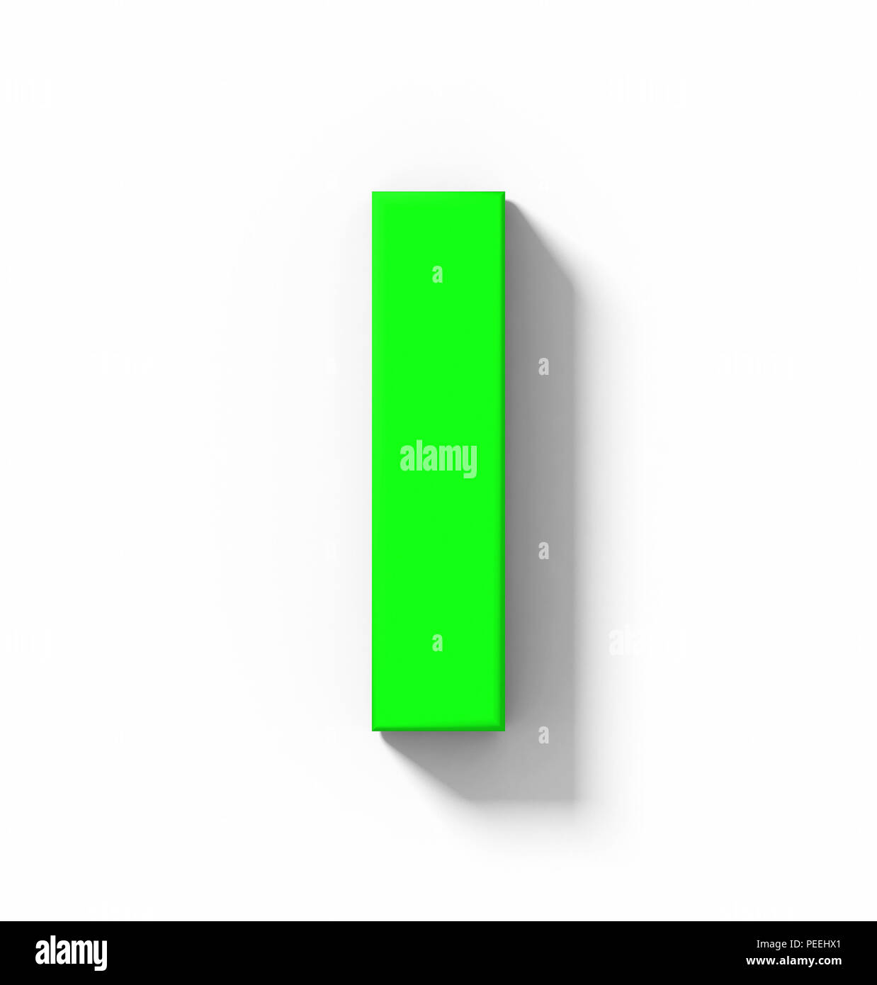 letter I 3D green isolated on white with shadow - orthogonal projection ...